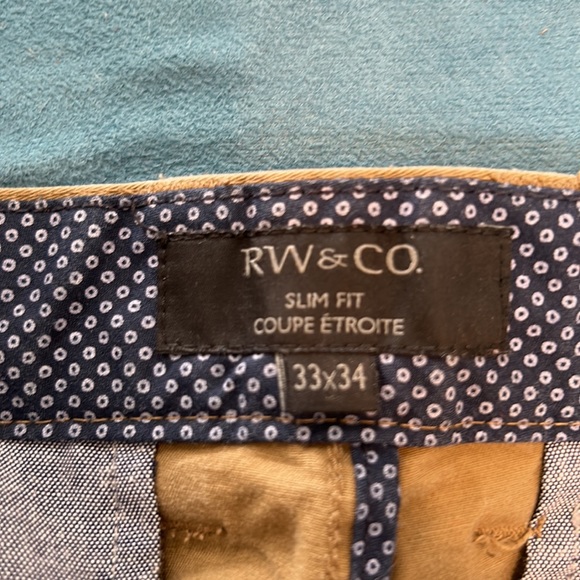 RW&CO men’s pants tan 33x34 slim fit - Picture 3 of 5